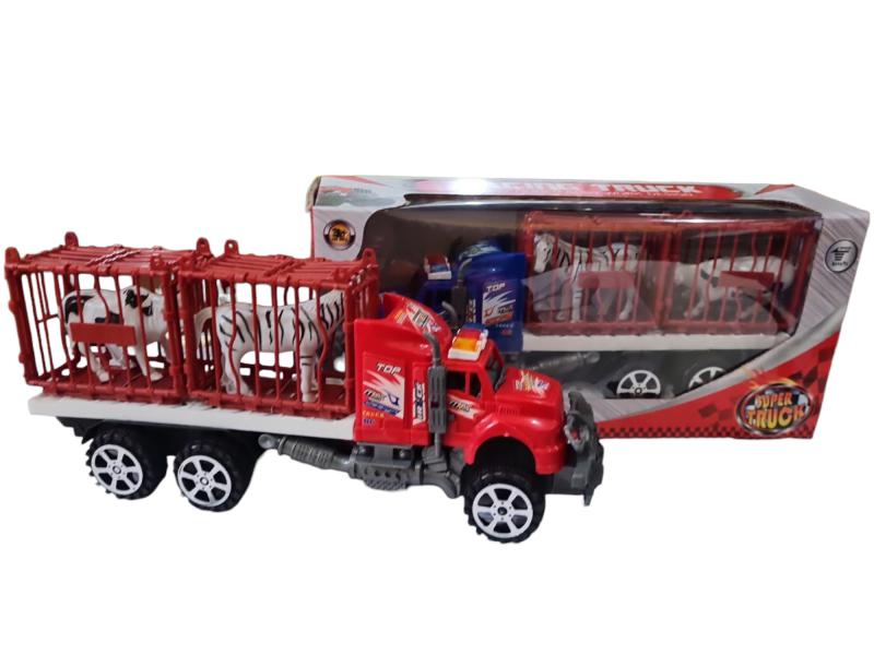 CAMION DE TRANSPORTE VACA/CEBRA 34X16CM