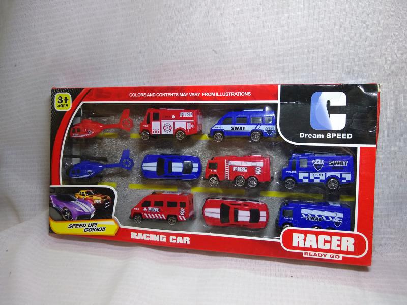 SET RESCATE BOMBERO/POLICIA X 10 VEHICULOS 35X17CM