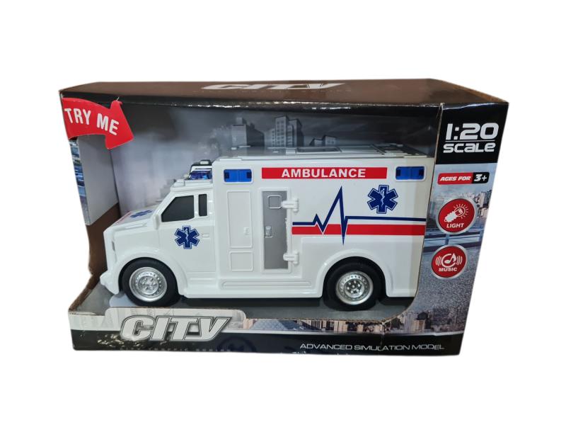 AMBULANCIA BOMBERO A PILA FRICCION 22X15CM