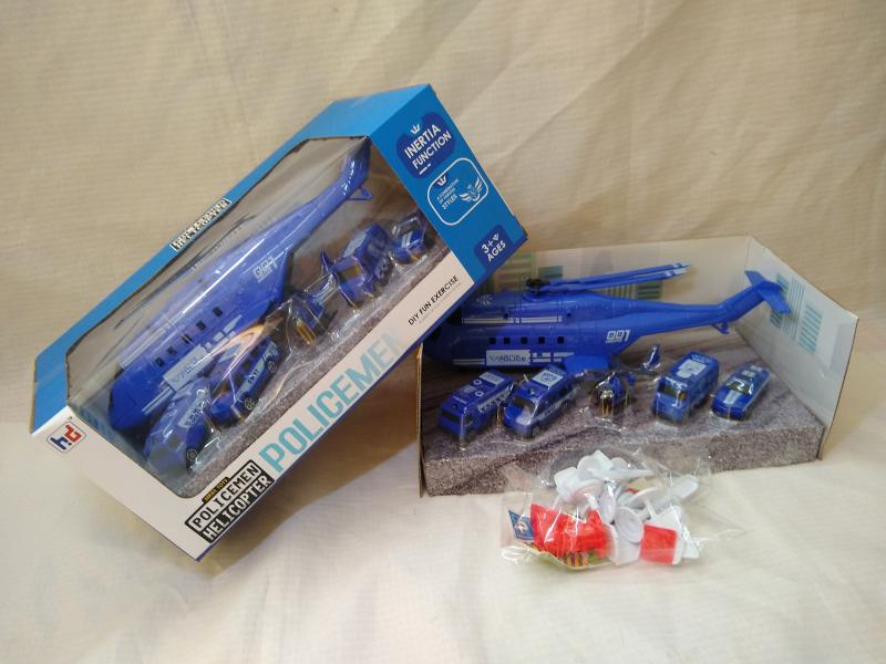 POLICIA* HELICOPTERO+5 VEHICULOS 33X14CM