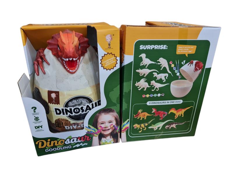 HUEVO DINOSAURIO+6 DINO+TEMPERA+PINCEL 22X16CM