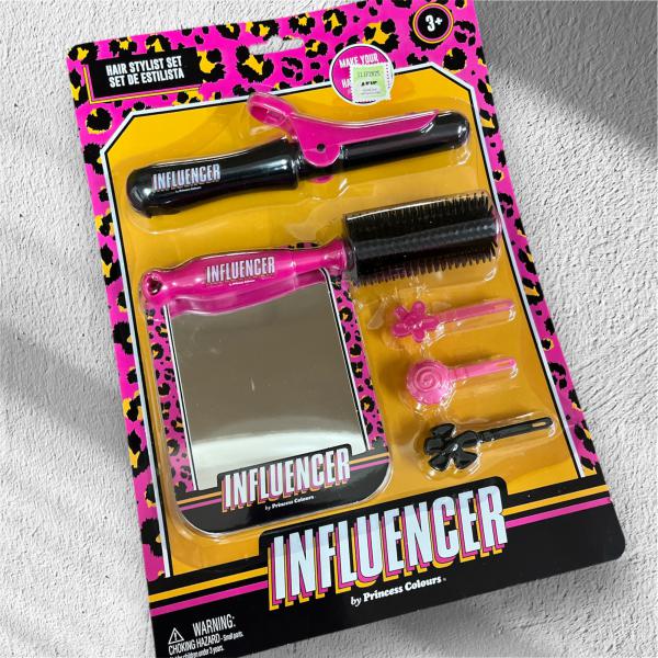 SET BELLEZA*INFLUENCER ESPEJO/CEPILLO/BUCLERA 6 ACC 30X21CM