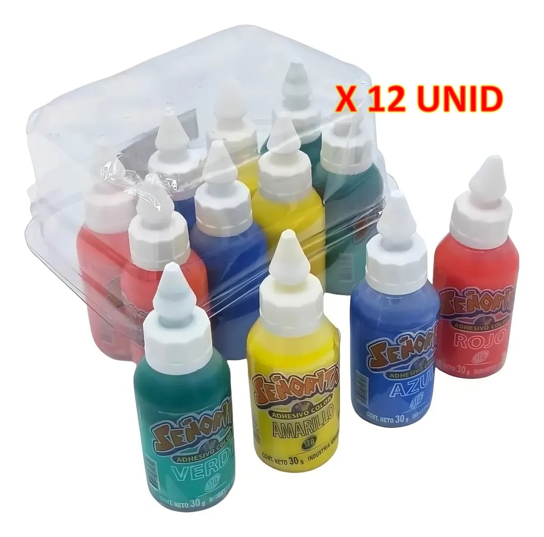 ADHESIVO COLORES PRIMARIOS 30 GRS-12 UNID SEÑORITA