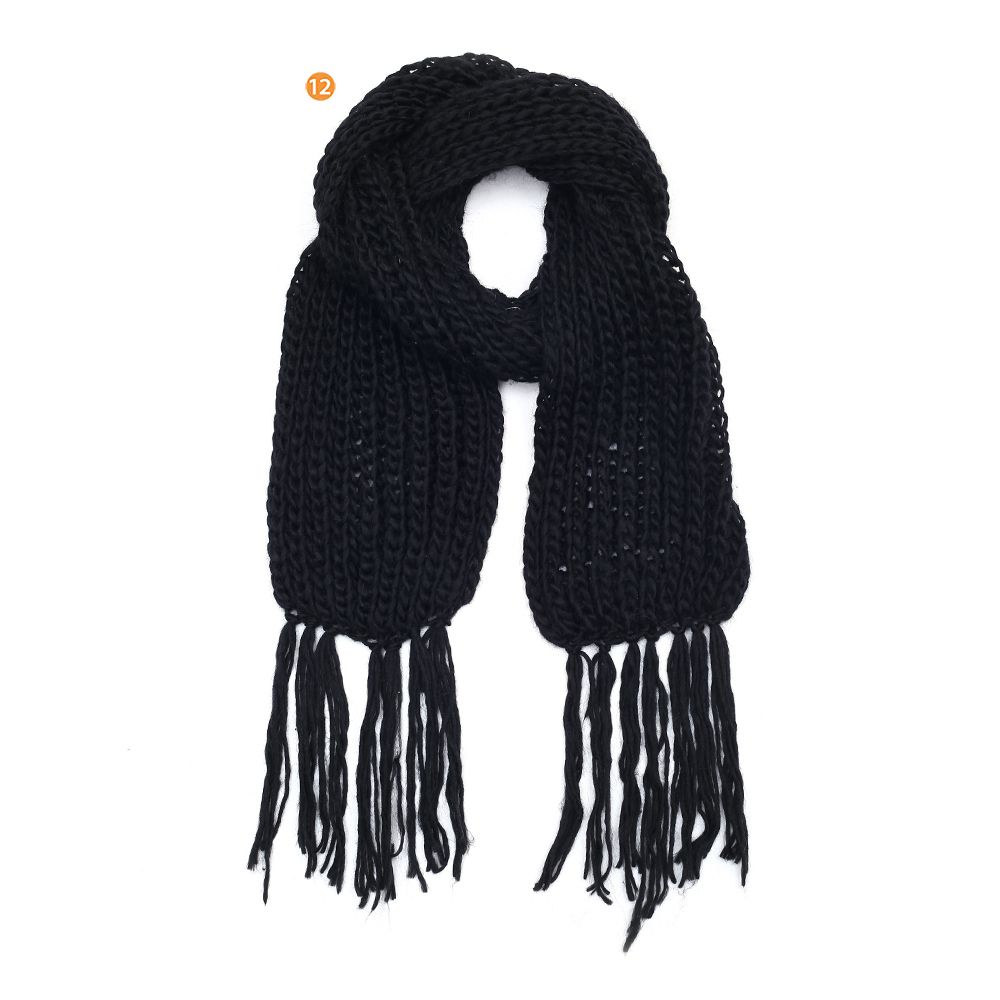 BUFANDA TEJIDA LISA 160*20 CON FLECOS