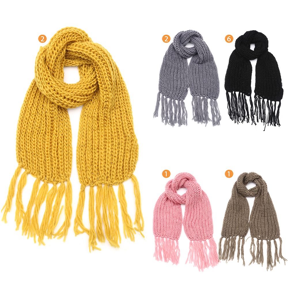 BUFANDA TEJIDA LISA 160*20 C/FLECOS