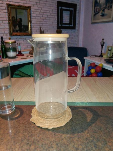 JARRA VIDRIO 1 LTRS TAPA BAMBOO