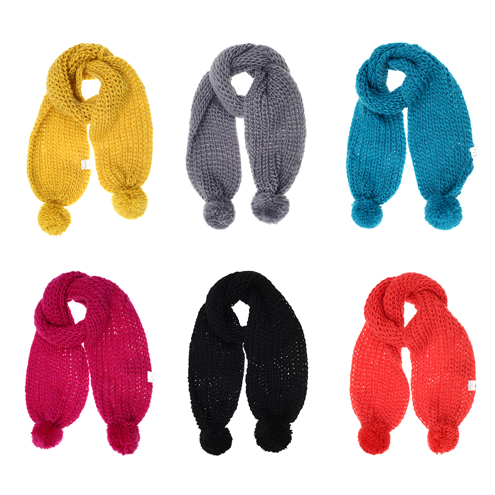 BUFANDA TEJIDA LISA 16*130CM C/POMPOM