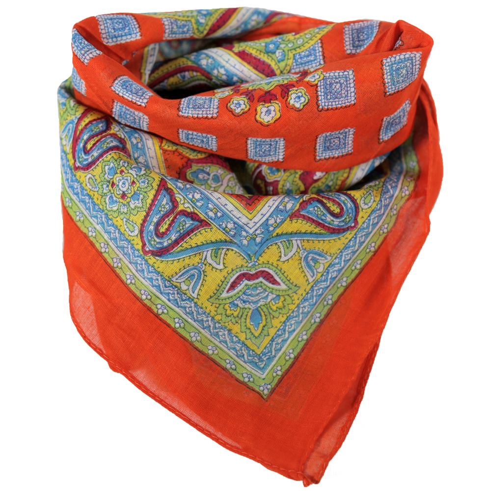 PAÑUELO DAMA 50X50 HINDU NARANJA ALGODON