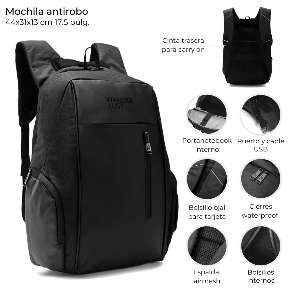 MOCHILA WANDERLUST ANTIROBO 44X31X13CM