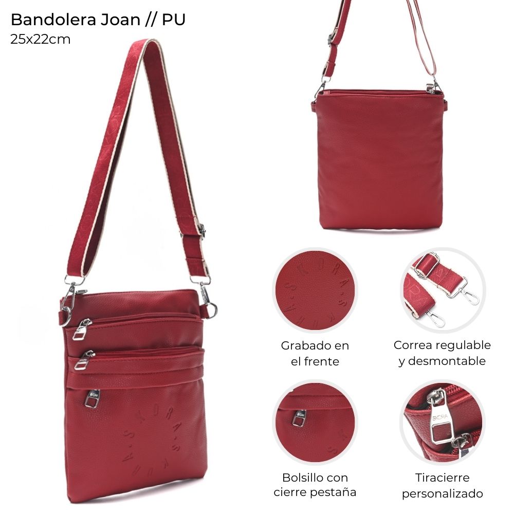 BANDOLERA JOAN 3 CIERRES,BOLS CIERRE PESTAÑA 25*22