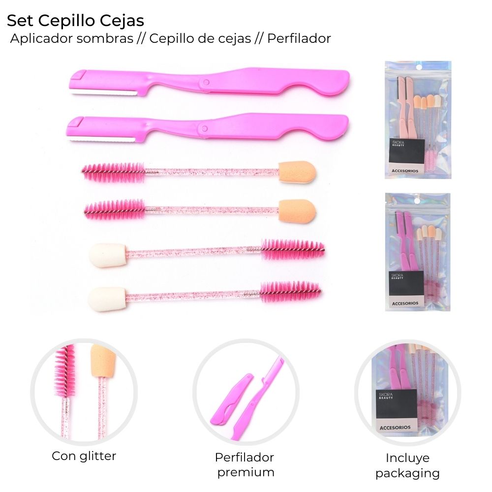 SET CEPILLO CEJAS/APLICADOR SOMBRAS/PERFILADOR X 6UNID