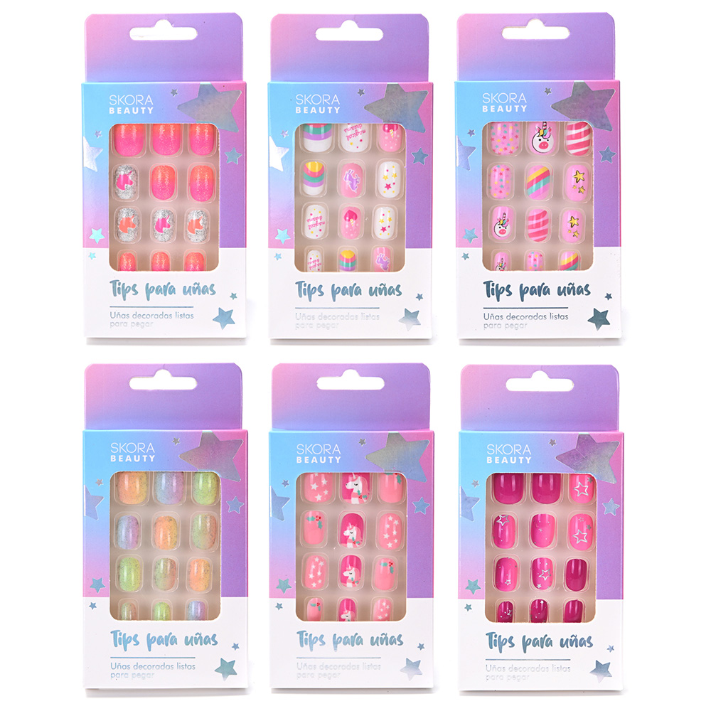 UÑAS POSTIZAS PARA NIÑAS X 12 UNID