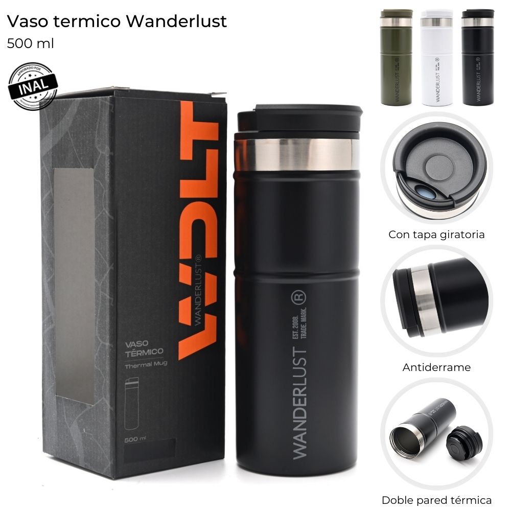 VASO TERMICO 500 ML WANDERLUST C/TAPA GIRATORIA