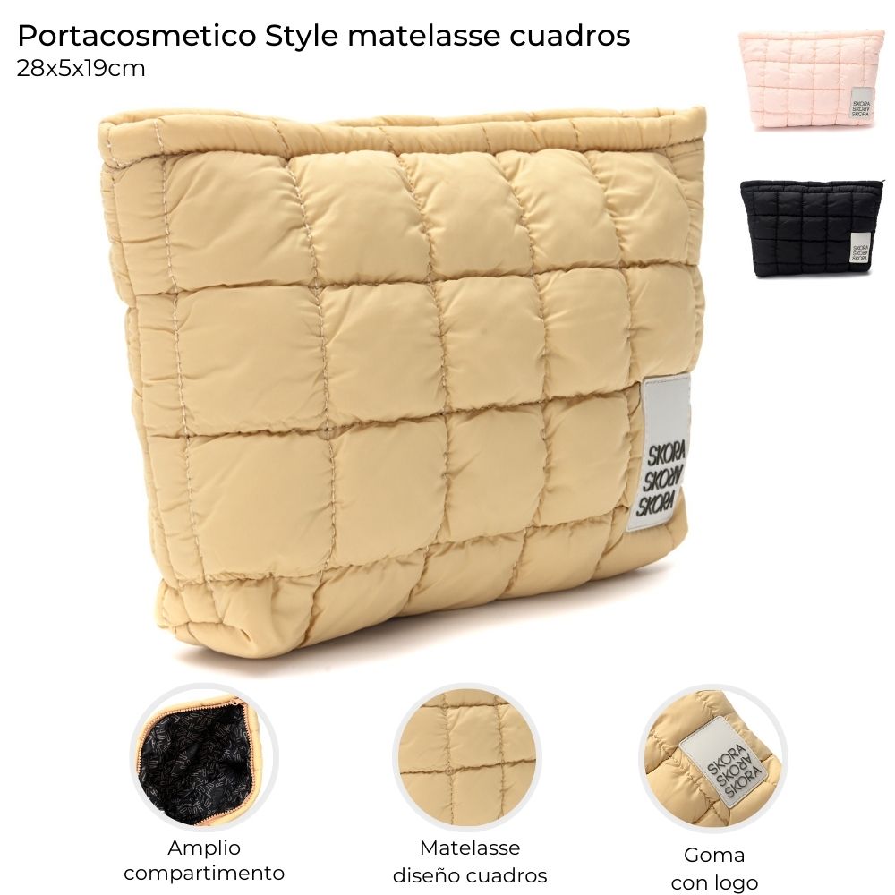 PORTACOSMETICO STYLE MATELASSE CUADROS 28*5*19
