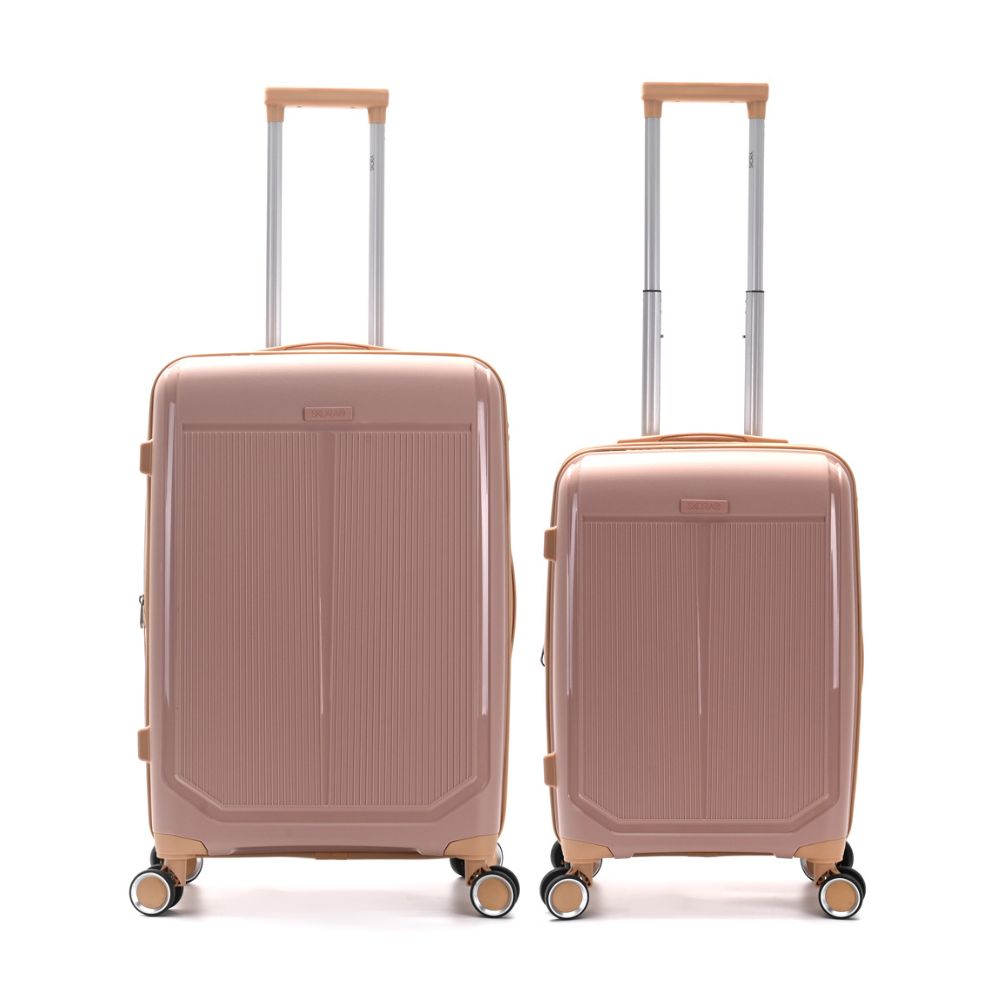 VALIJA * SET X 2 EXPANDINBLE COMBINADA ROSA/SUELA- 4 RUEDAS