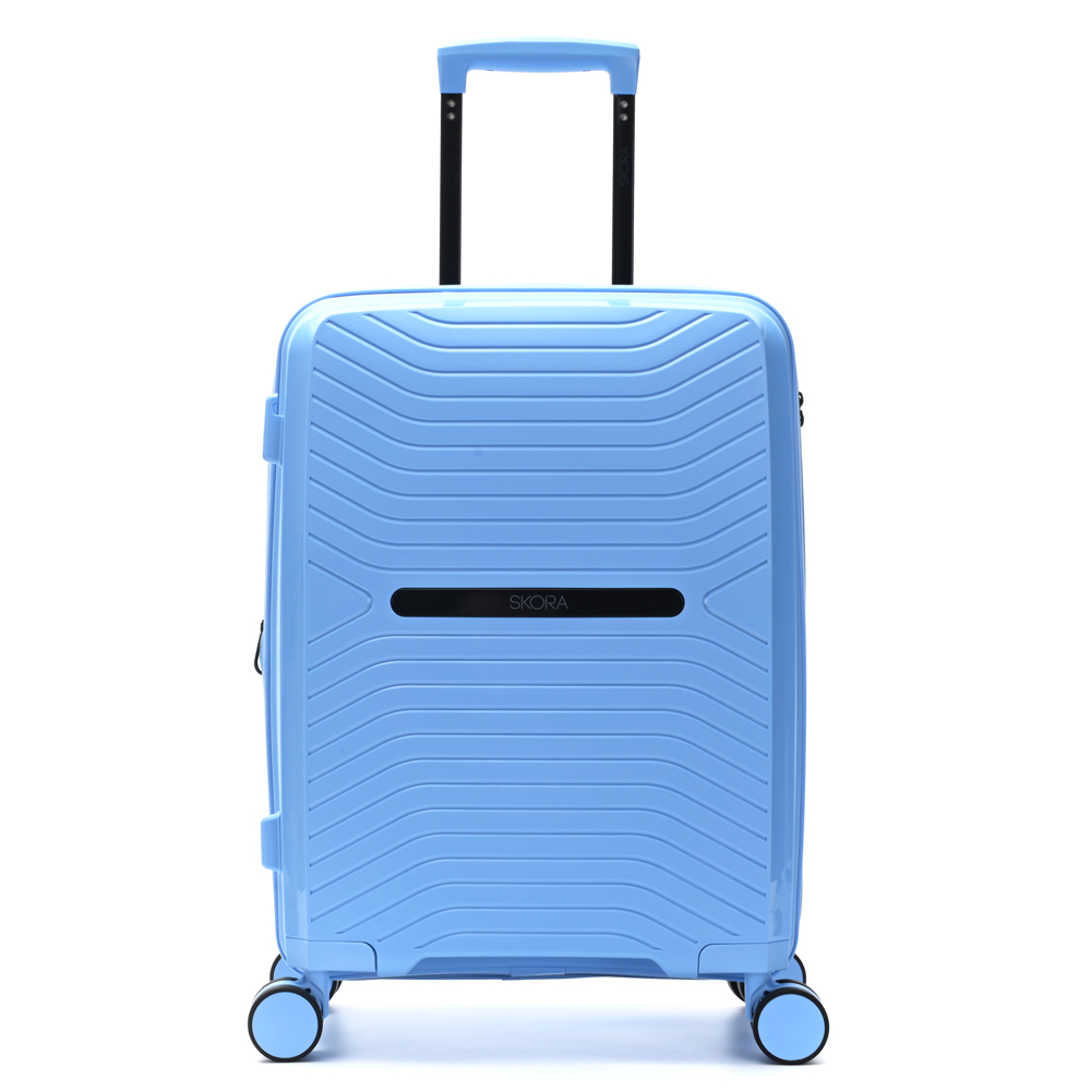 VALIJA HARD SKORA CELESTE EXPANDIBLE 4 RUEDAS 360°