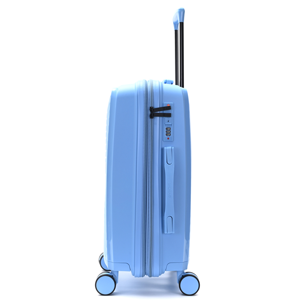 VALIJA HARD SKORA CELESTE EXPANDIBLE 4 RUEDAS 360°