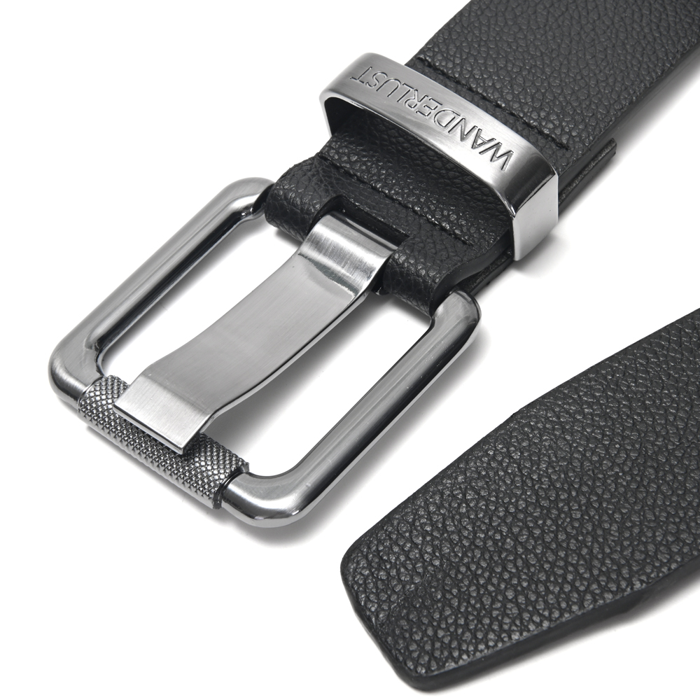 CINTO HOMBRE NEGRO 4CM HERRAJES PLATA E/CAJA (T95 AL 115)