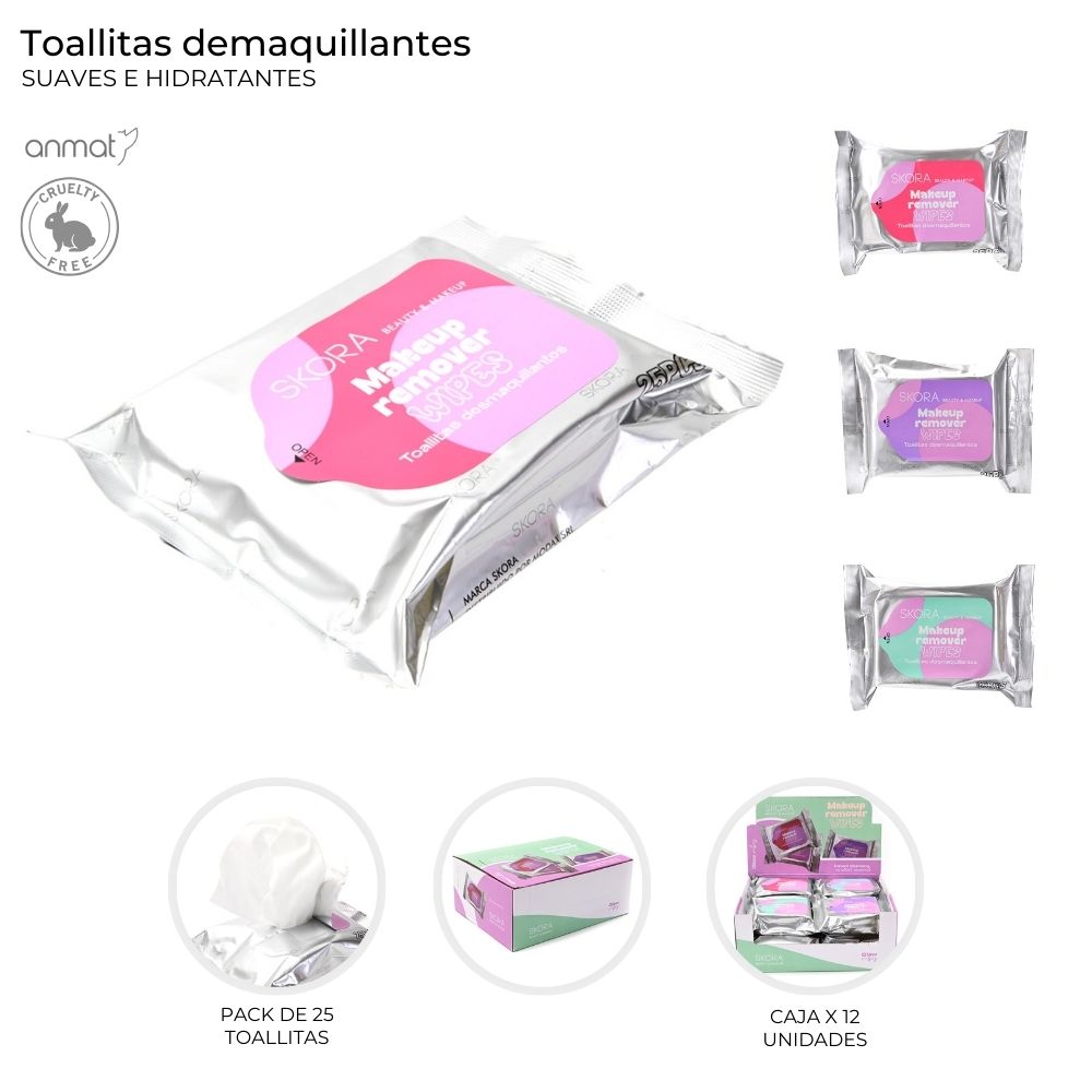 TOALLITAS DESMAQUILLANTES SKORA X 25 UNID
