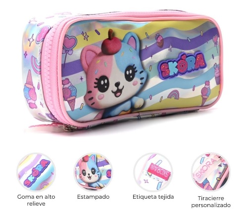 CANOPLA DOBLE CIERRE C/GANCHOS GATITO 21*10CM