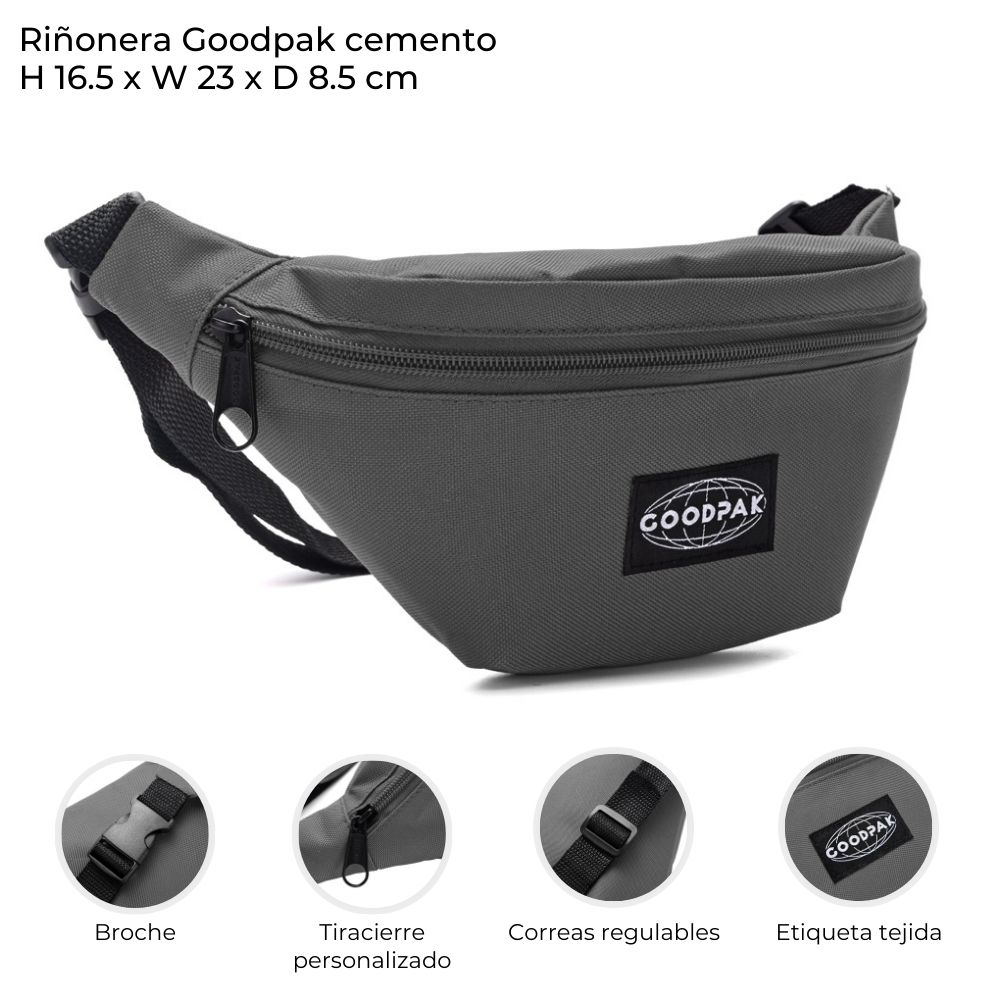 RIÑONERA GOODPAK GRIS CEMENTO 17*23*9