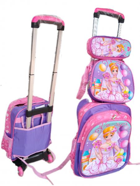 MOCHILA PRINCESA DESMONTABLE CARRO+LUNCHERA+CANOPLA 50X33CM