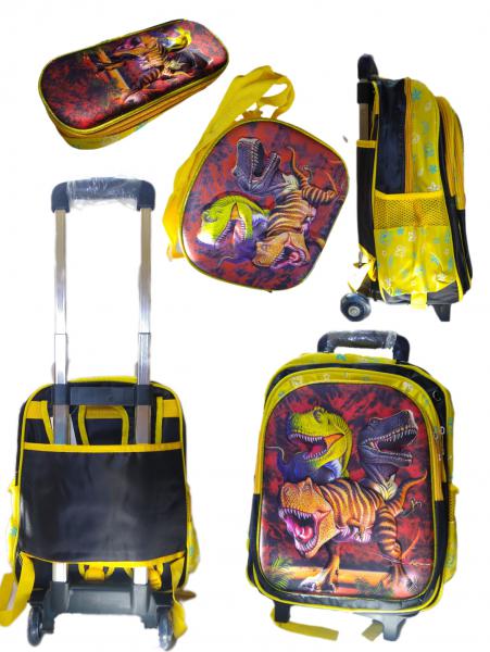 MOCHILA DINO DESMONTABLE CARRO+LUNCHERA+CANOPLA 50X33CM