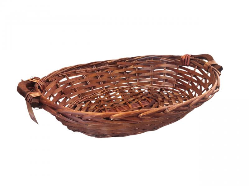CESTA DE MIMBRE OVAL C/MANIJAS DE MADERA 45X31CM