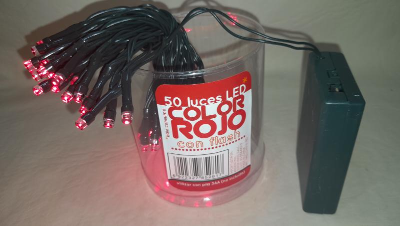 LUZ LED X 50 UNID ROJA A PILAS