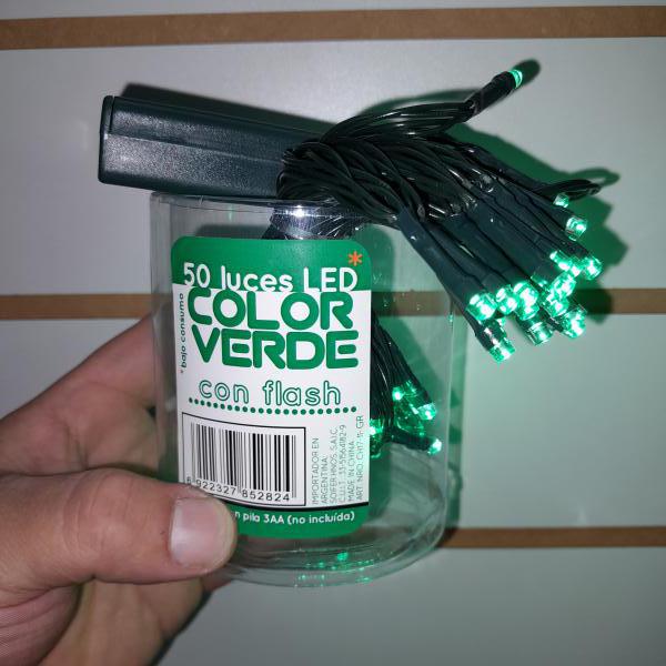 LUZ LED X 50 UNID VERDE A PILAS