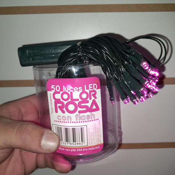 LUZ LED X 50 UNID ROSA A PILAS