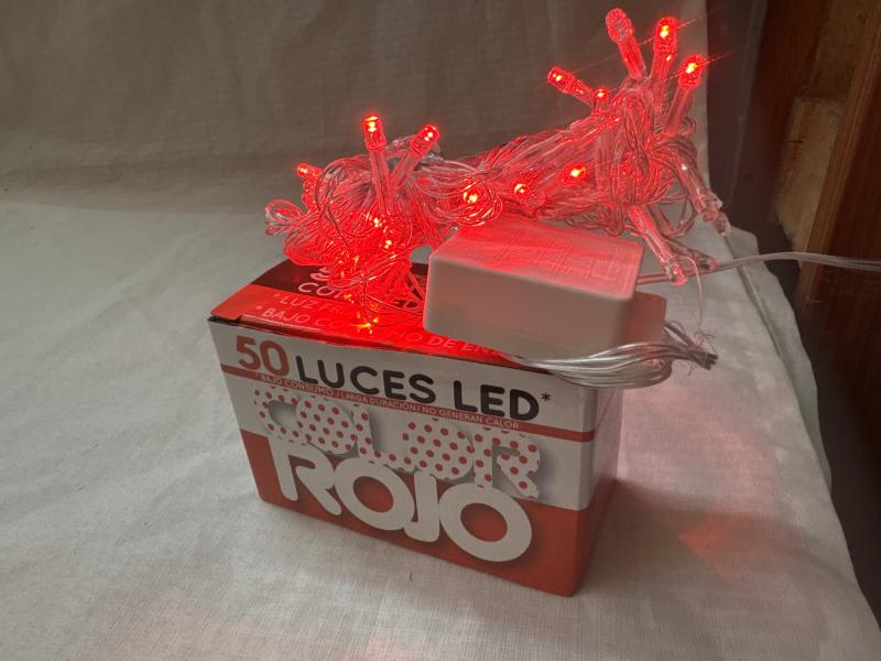 LUZ LED X 50 ROJA - FRIA CABLE TRANSPARENTE