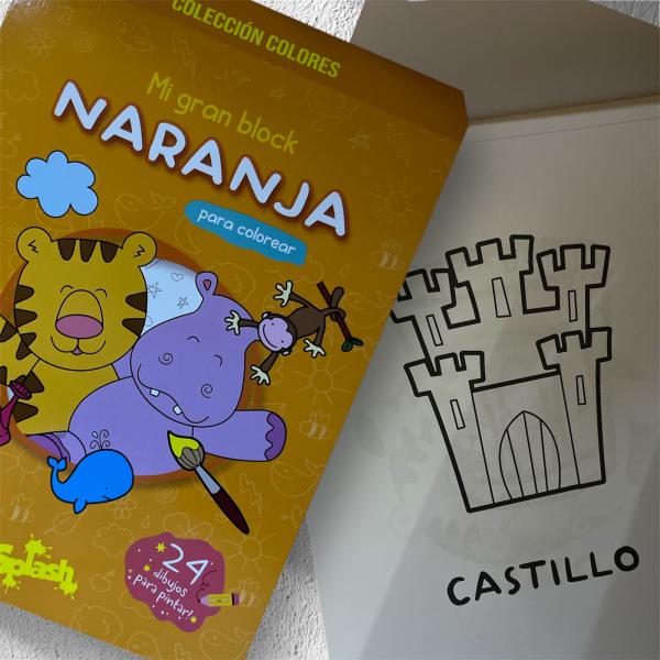 MI GRAN BLOCK NARANJA PARA COLORES X 24 DIBUJOS