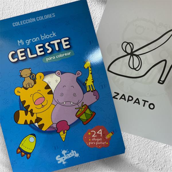 MI GRAN BLOCK CELESTE PARA COLORES X 24 DIBUJOS