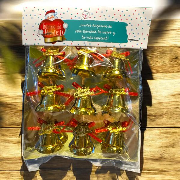 CAMPANITA X 9 PLASTICA C/MOÑITO P/COLGAR