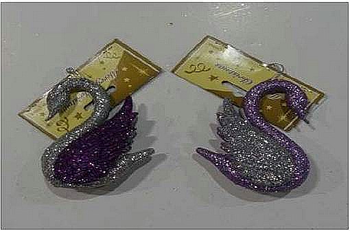 CISNE BICOLOR CON BASE EN PURPURINA