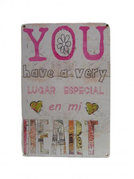 CUADRO FF SIMIL CHAPA YOU/HEART 20X30CM