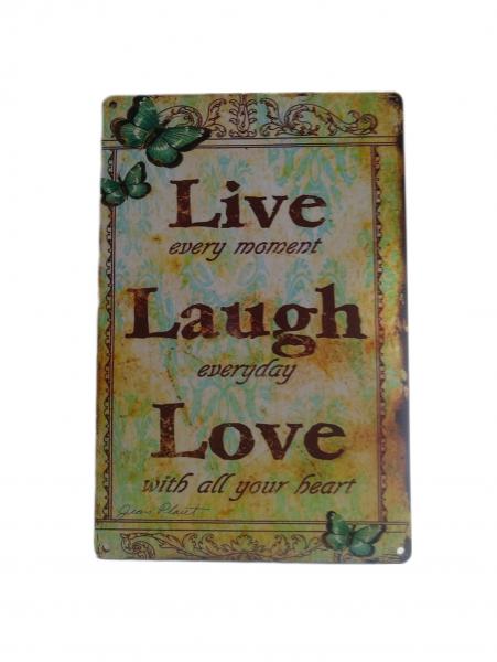 CUADRO FF SIMIL CHAPA LIVE/LAUGH/LOVE 20X30CM