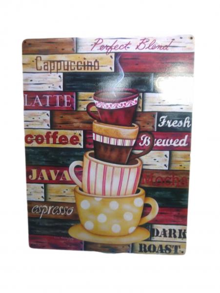 CUADRO FF SIMIL CHAPA CAFE TAZAS 23X30CM