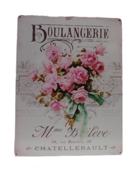 CUADRO FF SIMIL CHAPA RAMO ROSA 23X30CM