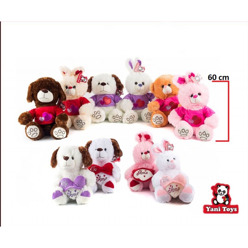 PELUCHE* ANIMALITOS C/REMERA 60CM