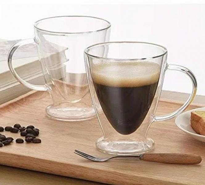 TAZA VIDRIO DOBLE PARED DE CAFE 160CC X 2 UNID