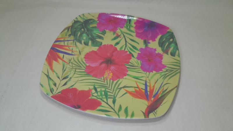 MM* PLATO POSTRE CUAD 20CM FLORES