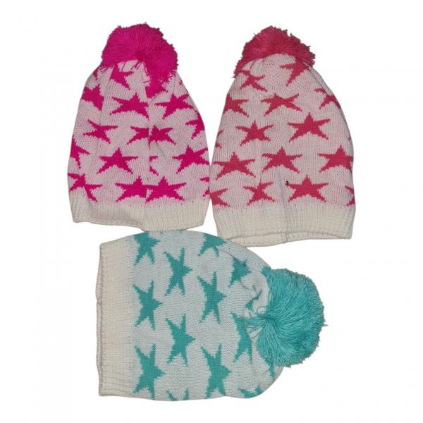 GORRO LANA ESTRELLAS C/POMPON