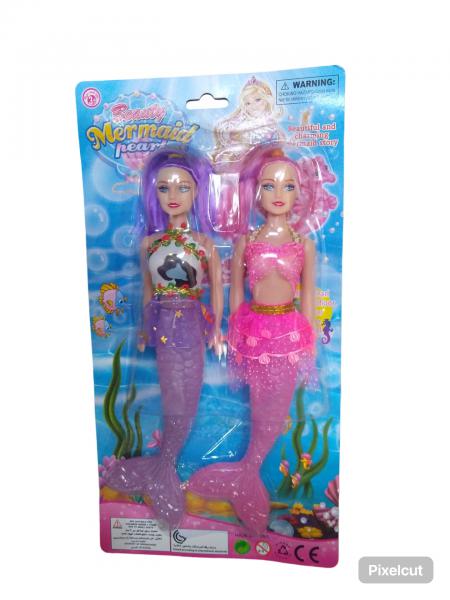MUÑECA SIRENA X 2 UNID 36X19CM