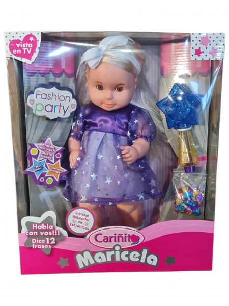 MUÑECA GRANDE MARICELA GLITTER CON VOS HABLA 33X39CM