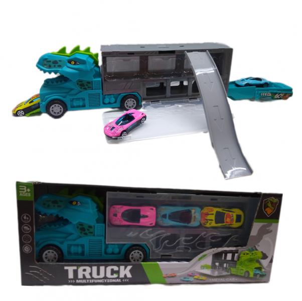 CAMION DINO DE CARGA+ 3 AUTO 38X15CM