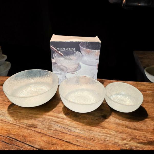 BOWL RED VIDRIO LABRADO X 3 UNID (20/17/13CM)