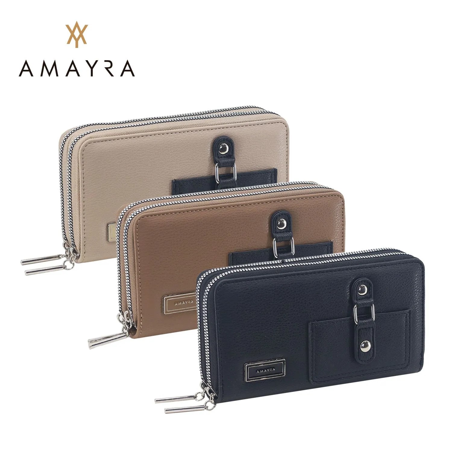 BILLETERA AMAYRA COMBINADA DOBLE CIERRE C/DETALLE FRONTAL