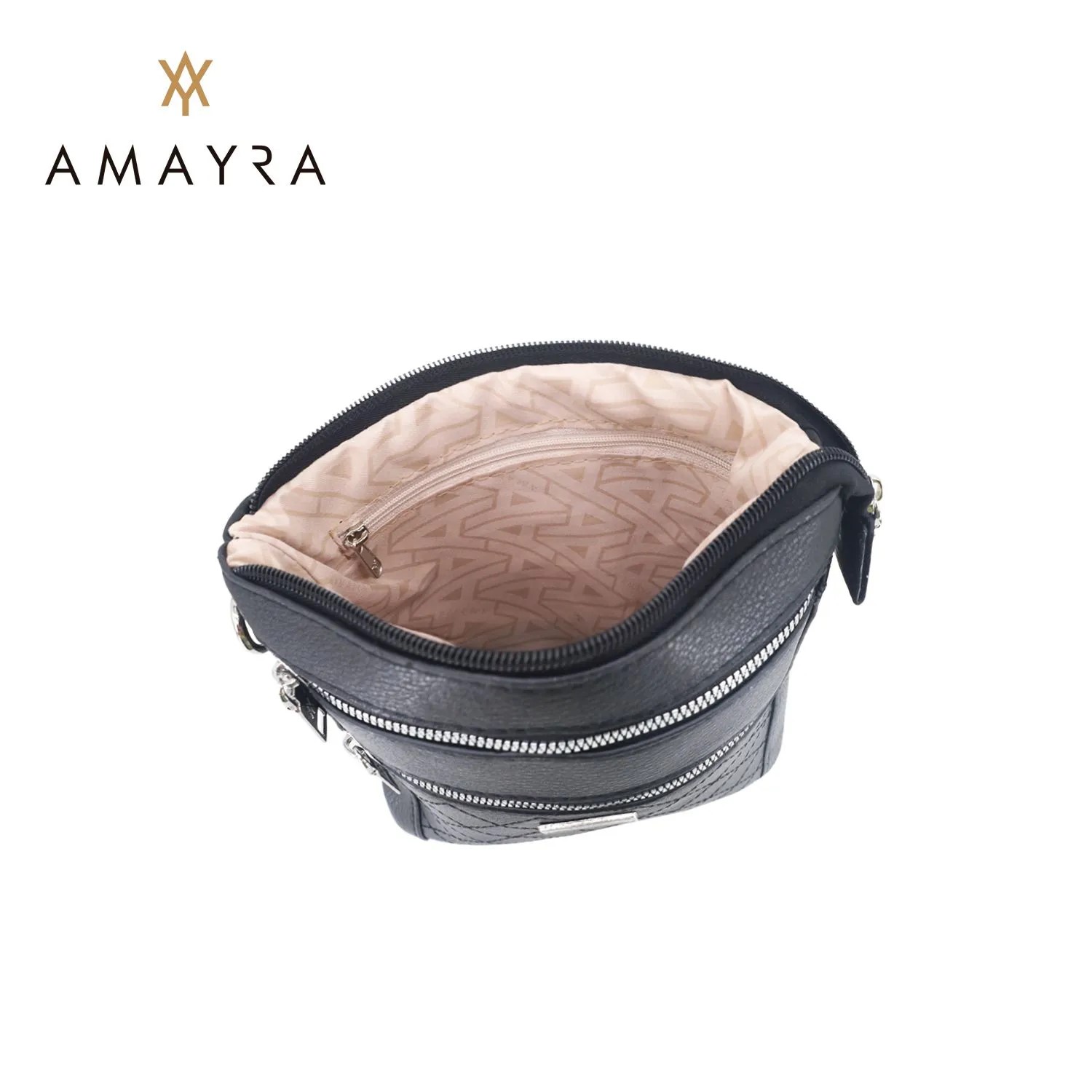 BANDOLERA 3 CIERRES Y TEXTURA FRONTAL 25*22*4 NEGRA